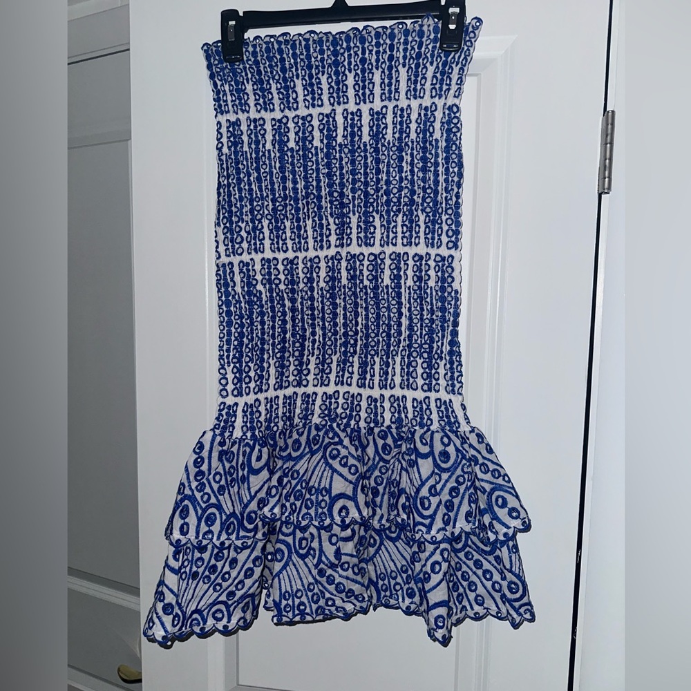 Blue and White Patterned Skirt